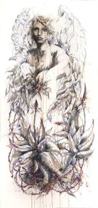 Immortal - Ink and tea on paper by Carne Griffiths