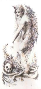 Eleven - Ink and tea on paper by Carne Griffiths