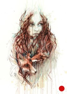 Comfort - Ink and tea on paper by Carne Griffiths - Sold