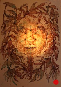 Flower of life - Ink and tea on paper by Carne Griffiths - Sold